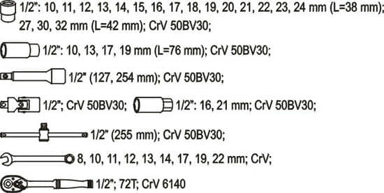 YATO Socket Set 1/2" 38pcs - YT-3876