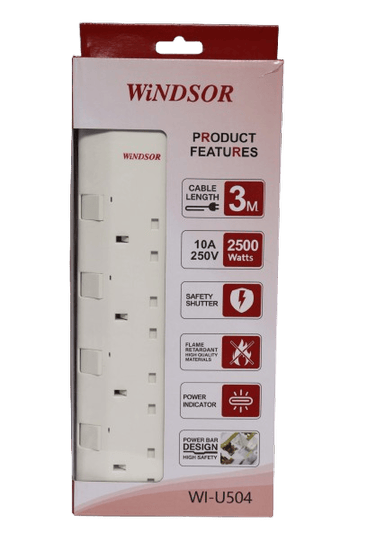 Windsor BS Extension Socket 4 Way 3 Meters