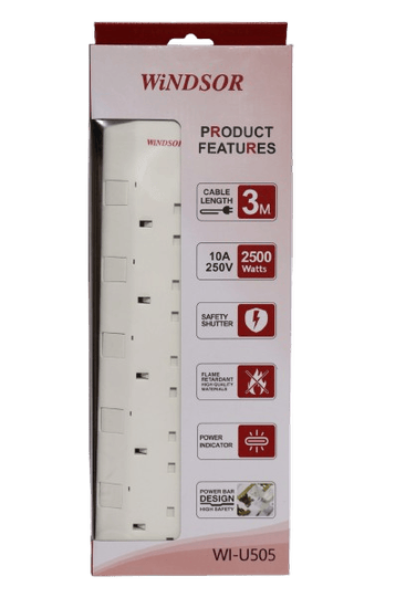 Windsor BS Extension Socket 5 Ways 3 Meters